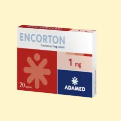 Opakowanie leku Encorton dla psa, zawierające 20 tabletek po 1 mg.