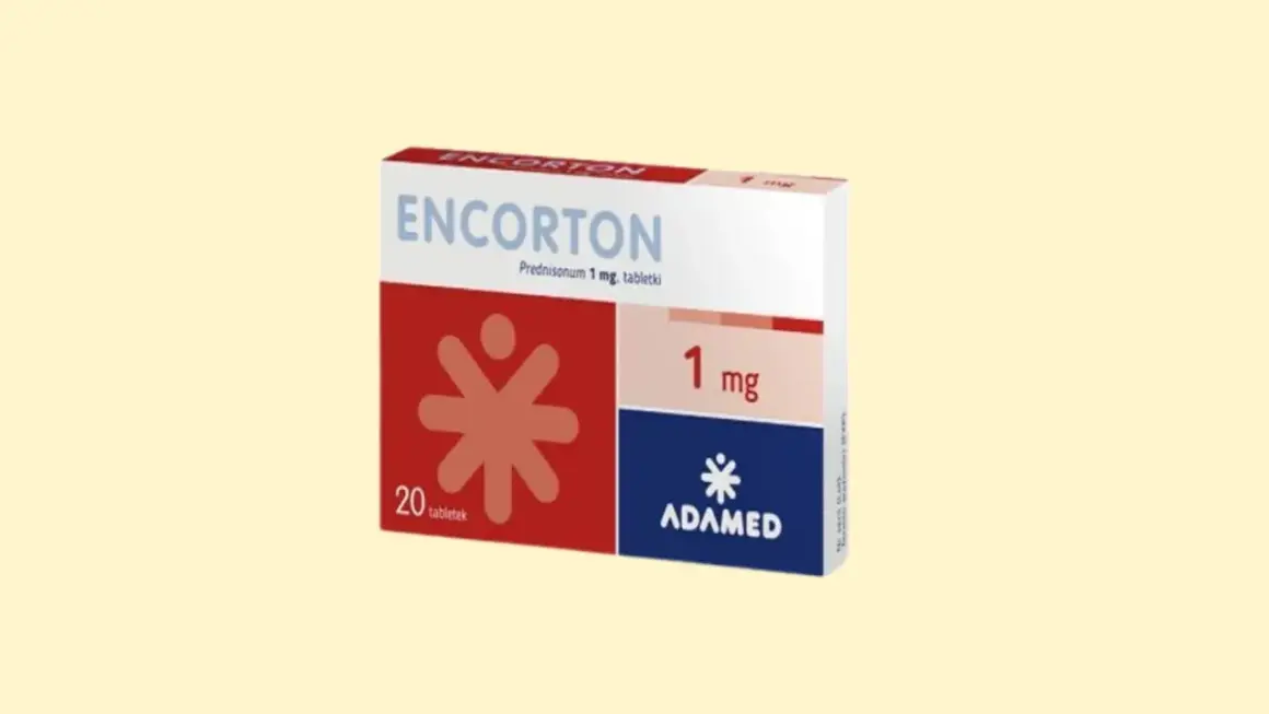 Opakowanie leku Encorton dla psa, zawierające 20 tabletek po 1 mg.