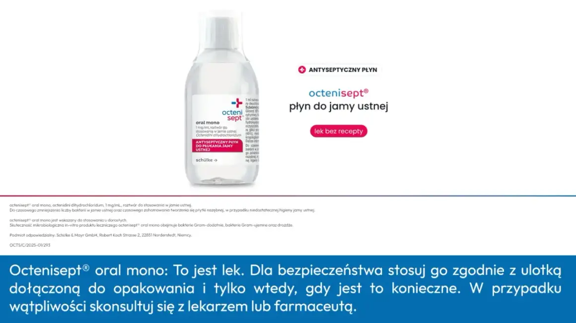Octenisept płyn do jamy ustnej, idealny do higieny jamy ustnej, może być pomocny także dla Twojego psa.