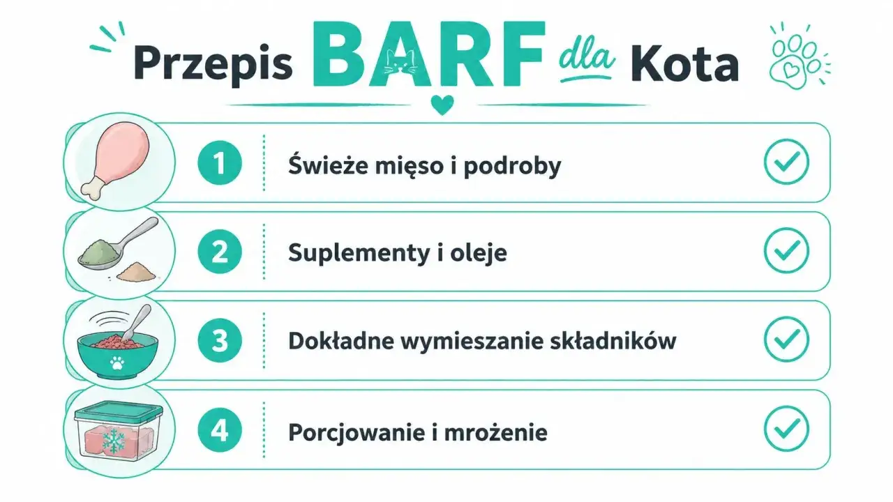 Przepis BARF dla kota bez zgadywania. Premiks, porcje i higiena