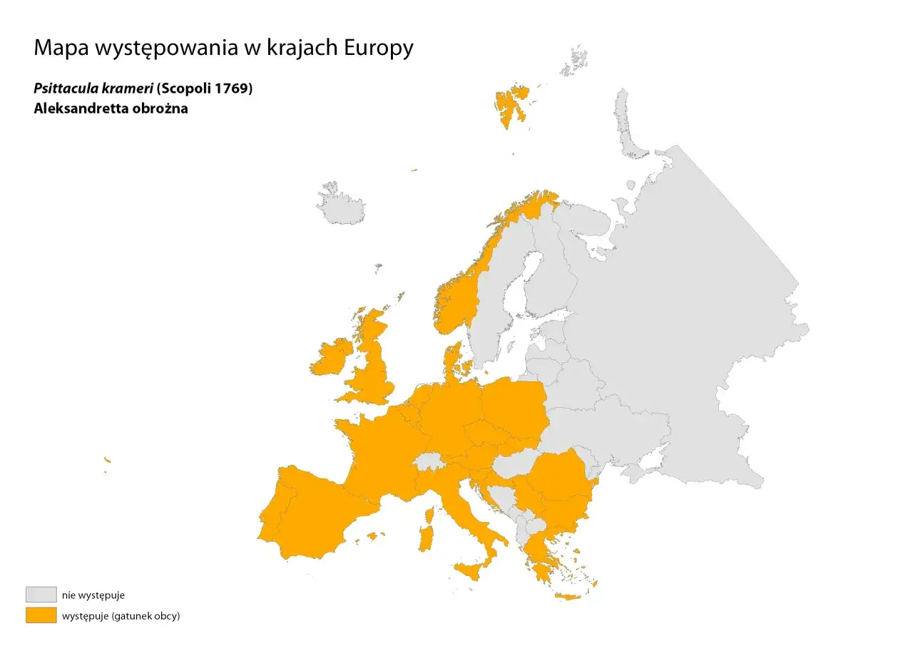 Mapa występowania papug na świecie